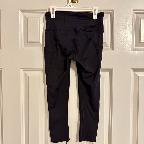 Lululemon Fast and Free Crop 19" Black Nulux Tights Leggings 5 Pockets Women 4 - Picture 5 of 16